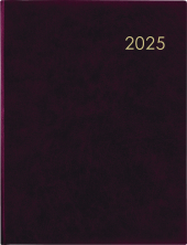 Wochenbuch bordeaux 2025 - Bürokalender 21x26,5 cm - 1 Woche auf 2 Seiten - mit Eckperforation und Fadensiegelung - Noti