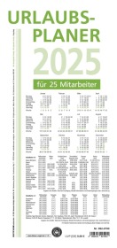 Urlaubsplaner 2025 - 100x29,7 cm - 16 Monate - für bis zu 25 Personen - aus Recyclingpapier - Blauer Engel - Wandplaner
