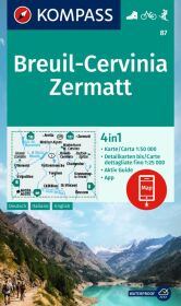 KOMPASS Wanderkarte 87 Breuil-Cervinia, Zermatt 1:50.000