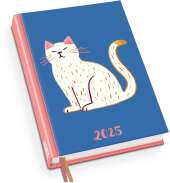 DUMONT - Taschenkalender White Cat 2025, 11,3x16,3cm, Terminplaner mit Wochenkalendarium, zwei Lesebändchen und vielen S