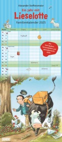 DUMONT - Kuh Lieselotte 2025 Familienkalender, 22x49,5cm, Planer mit 5 Spalten für die ganze Familie, Jahresübersicht 20