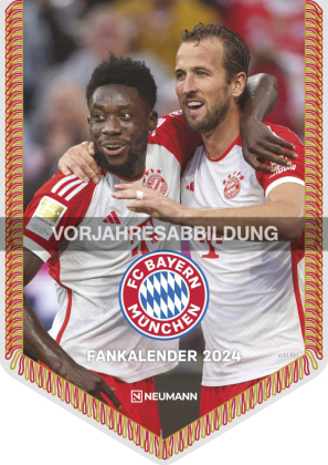N NEUMANNVERLAGE - FC Bayern München 2025 Bannerkalender, 21x29,7cm, Fußballkalender mit Motiven der Stars, Fan-Kalender