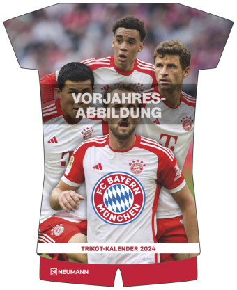 N NEUMANNVERLAGE - FC Bayern München 2025 Trikotkalender, 34,1x42cm, Fußball-Kalender mit Motiven der Stars, Fan-Kalende