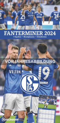 N NEUMANNVERLAGE - FC Schalke 04 2025 Fan-Timer, 22x45cm, Fußball-Familienplaner mit 5 Spalten und Motiven der Stars, Fa