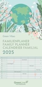 GreenLine - Green Vibes 2025 Familienplaner, 22x45cm, Familienkalender mit effizienter Monatsaufteilung in 5 Spalten, fü