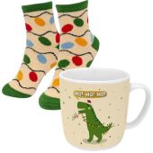 Tasse-Socken-Set Motiv Dino