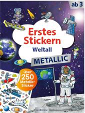 Erstes Stickern Metallic - Weltall