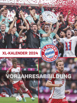 N NEUMANNVERLAGE - FC Bayern München 2025 Posterkalender, 48x64cm, Fußball-Kalender mit Motiven der Stars, Fan-Kalender
