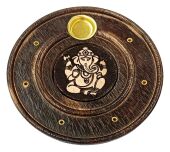 Räucherstäbchenhalter "Ganesha" Holz rund 10 cm