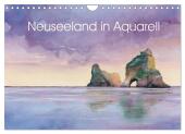 Neuseeland in Aquarell (Wandkalender 2025 DIN A4 quer), CALVENDO Monatskalender