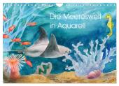 Die Meereswelt in Aquarell (Wandkalender 2025 DIN A4 quer), CALVENDO Monatskalender
