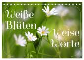 Weiße Blüten, weise Worte (Tischkalender 2025 DIN A5 quer), CALVENDO Monatskalender