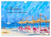 Mallorca - Impressionen in Aquarellfarben (Wandkalender 2025 DIN A4 quer), CALVENDO Monatskalender