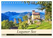 Luganer See - Zwischen Schweizer und Italienischen Alpen (Tischkalender 2025 DIN A5 quer), CALVENDO Monatskalender