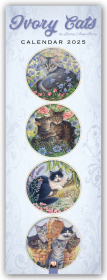 Ivory Cats - Gemalte Katzen - Slimline-Kalender 2025