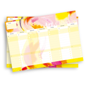 Notizblock-Set mit Kalender ohne Datum für den Schreibtisch. Immerwährender Terminplaner mit 50 Blatt zum Abreißen. Woch