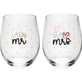 Trinkglas-Set Motiv "Hochzeit Mr. & Mrs."