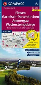 KOMPASS Fahrradkarte 3350 Füssen, Garmisch-Partenkirchen, Ammergau, Wettersteingebirge 1:70.000