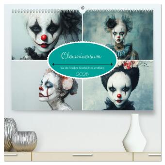 Clowniversum - Wo die Masken Geschichten erzählen (hochwertiger Premium Wandkalender 2026 DIN A2 quer), Kunstdruck in Ho 